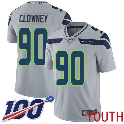 Seattle Seahawks Limited Grey Youth Jadeveon Clowney Alternate Jersey NFL Football #90 100th Season Vapor Untouchable